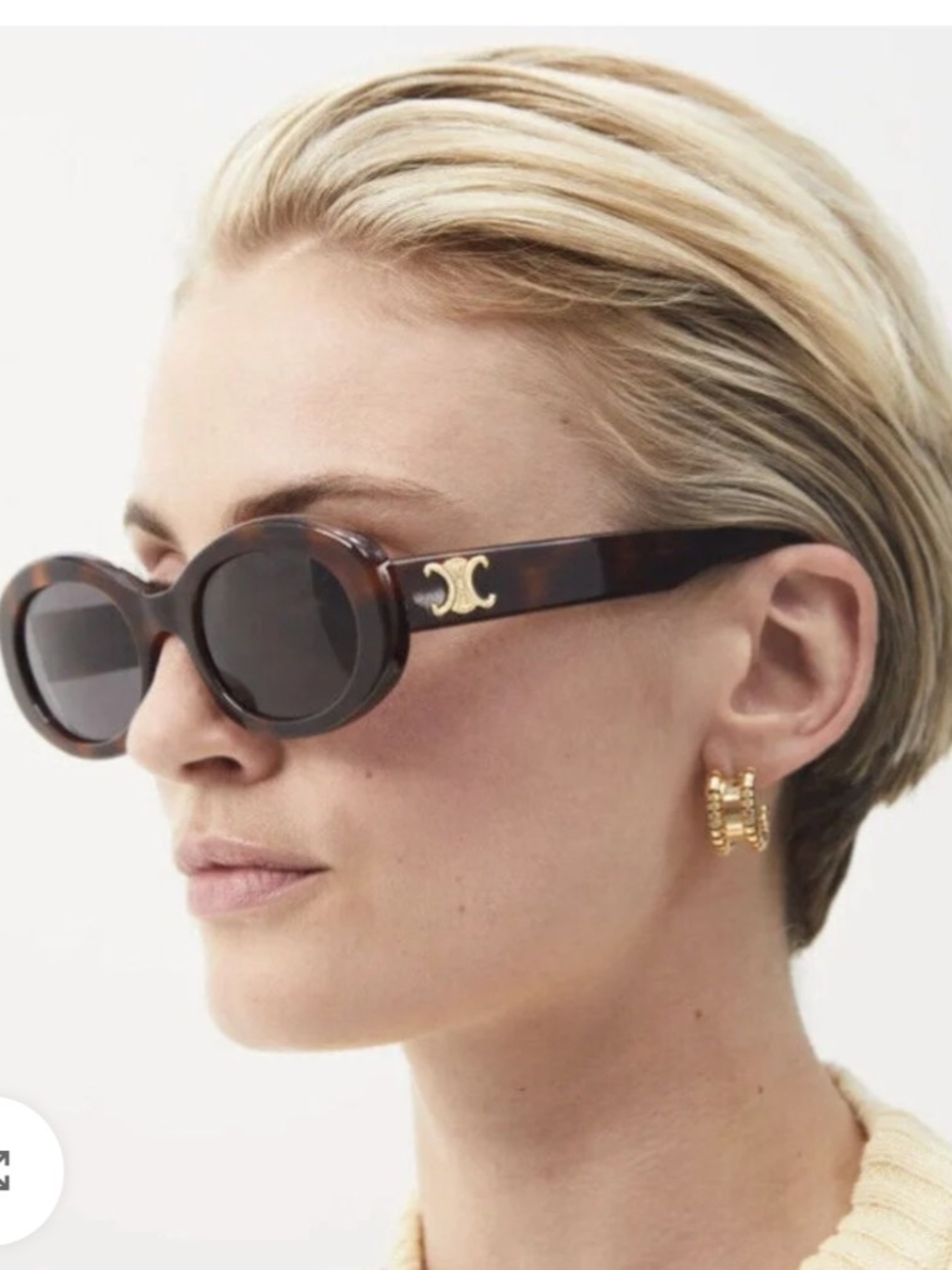 Celine CL40194U 53A Triomphe Oval Women Sunglasses Havana Gold Grey